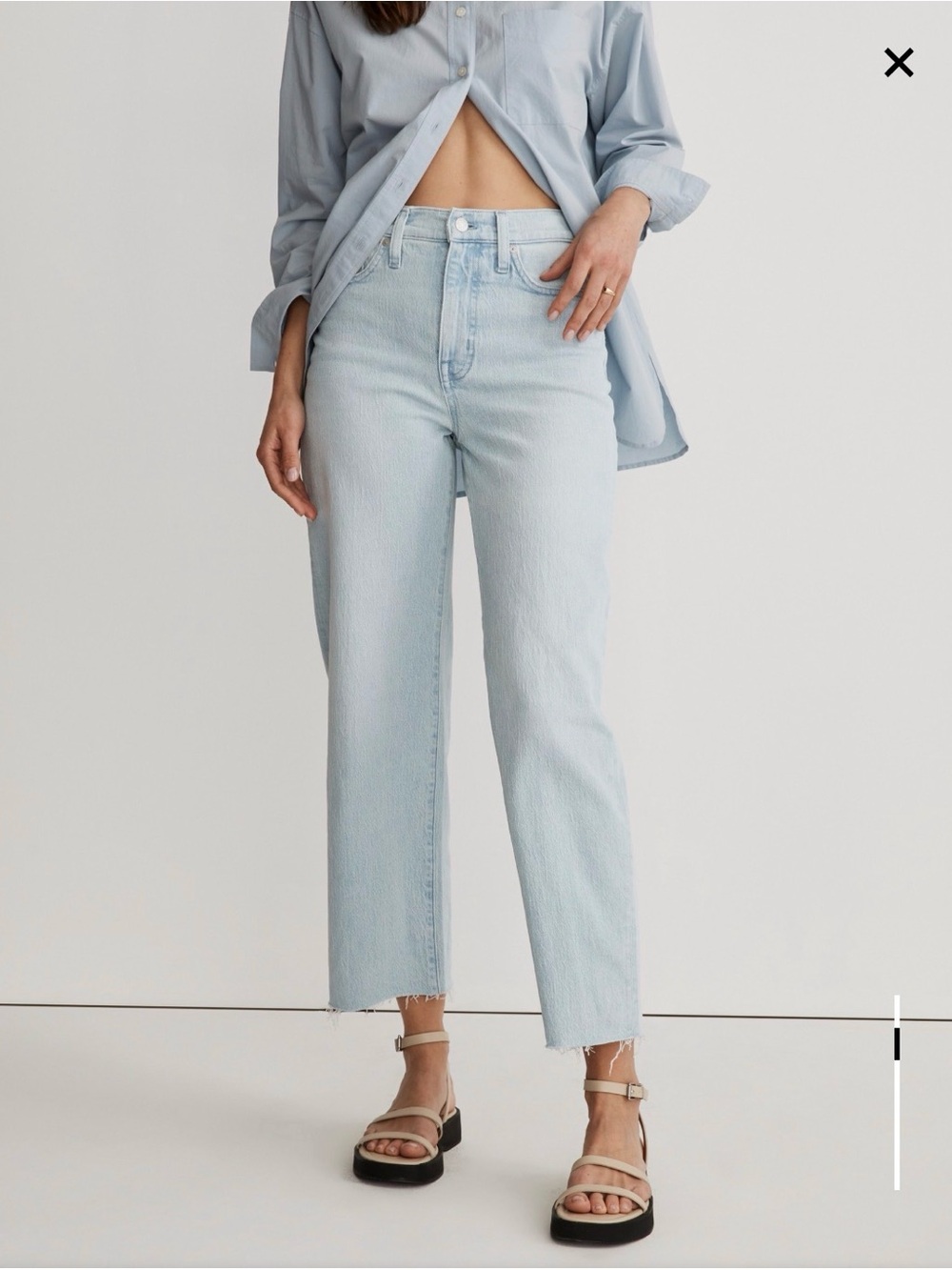 Light Blue High-Rise Perfect Vintage Wide Leg Crop Jeans